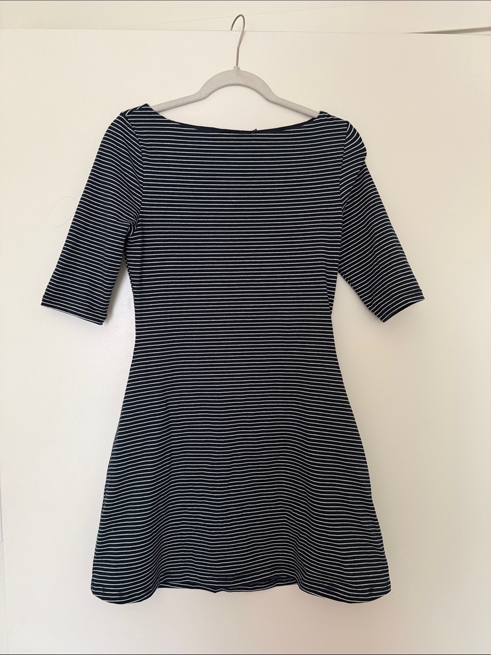Princess Polly Navy and White Striped Boatneck Mini Dress